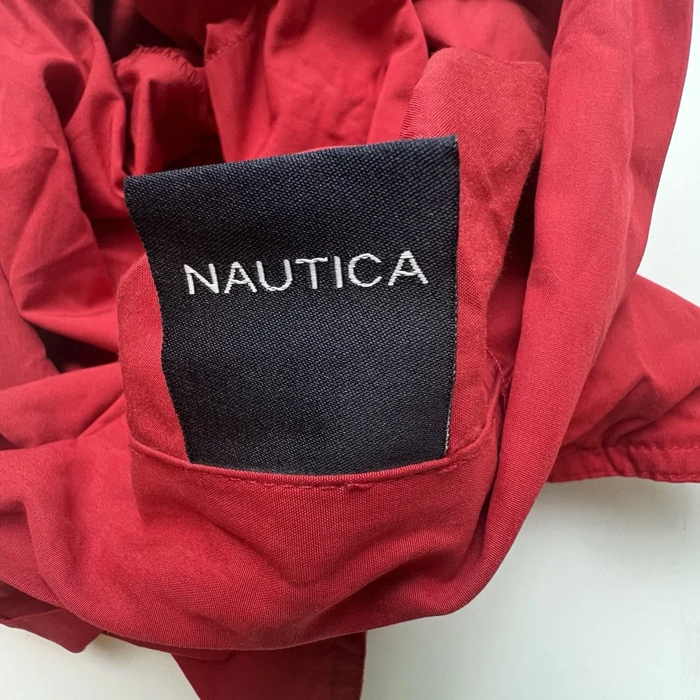 Nautica  Red Khaki Rope Tie Pillow Covers 17 X 17 Cotton, Exc Condition